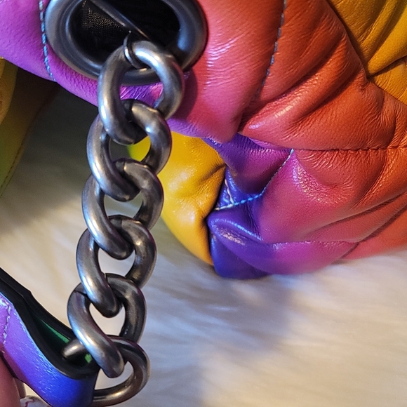 💕Kurt Geiger Large Kensington Ombre Rainbow❤🧡💛💚💙💜Leather Bag💕 - Picture 13 of 15